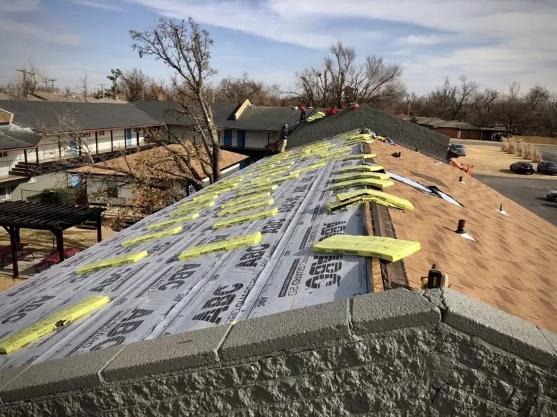 Residential roof with underlayment installed during a re-roof